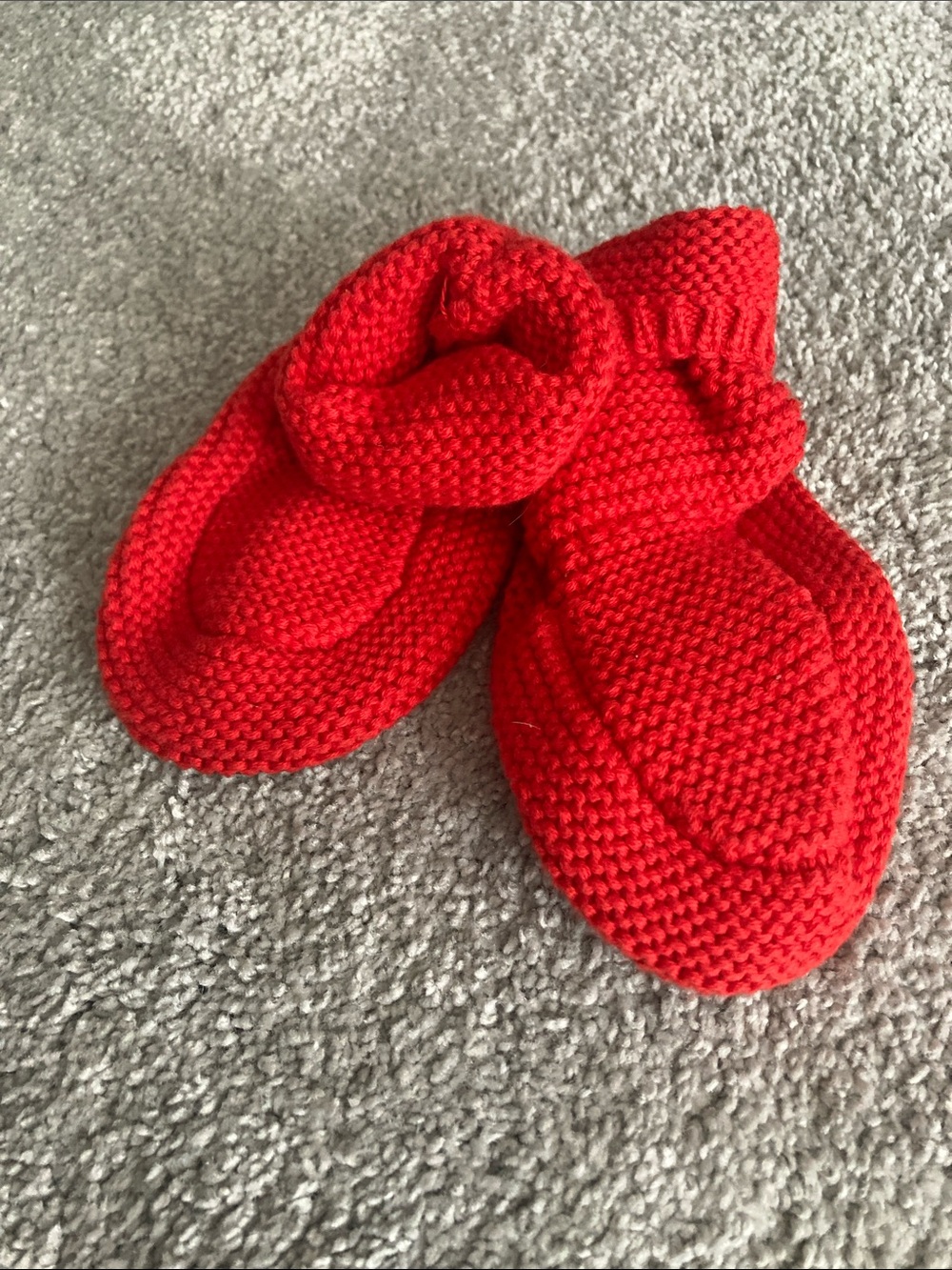 Bright Red Knit Baby Slippers
